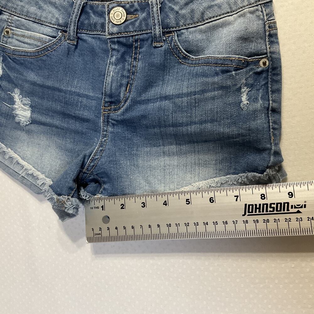 Mudd Women Shorts 3 Blue Denim Cutoff FLX STRETCH Distressed Frayed 2” Inseam - Picture 3 of 10